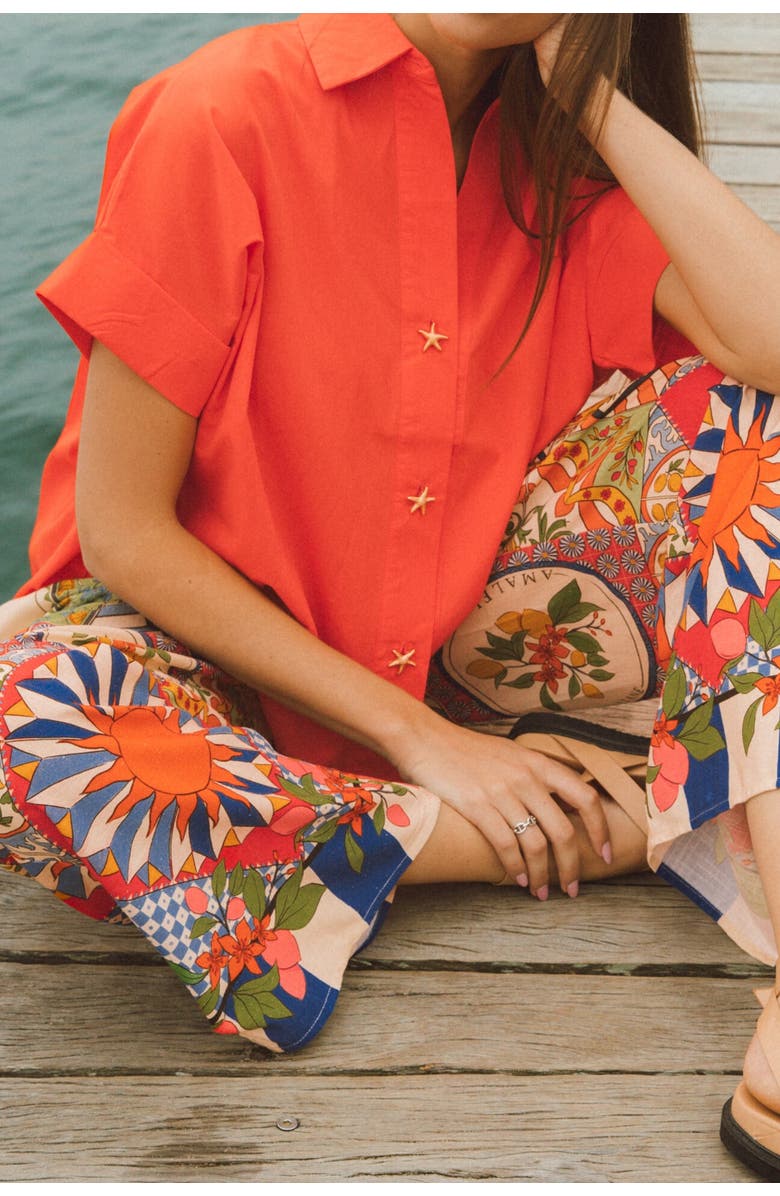 Label of Love Shell Button Shirt, Alternate, color, Tangerine