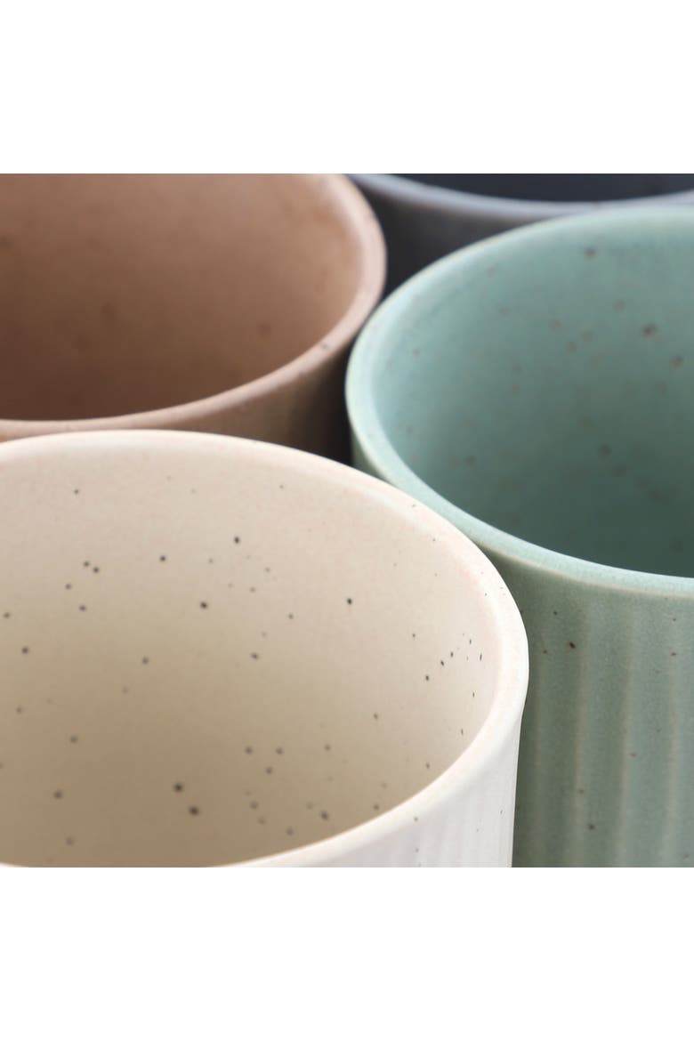 Evening Stroll 4 Piece 19 Ounce Stoneware Ribbed Mug Set, Alternate, color, Grey