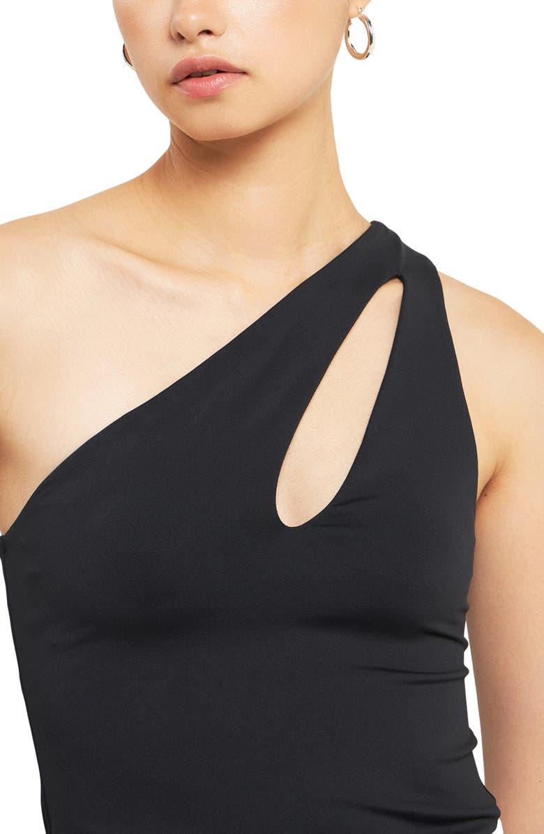 Grey Lab Cutout One-Shoulder Bodysuit, Alternate, color, Black