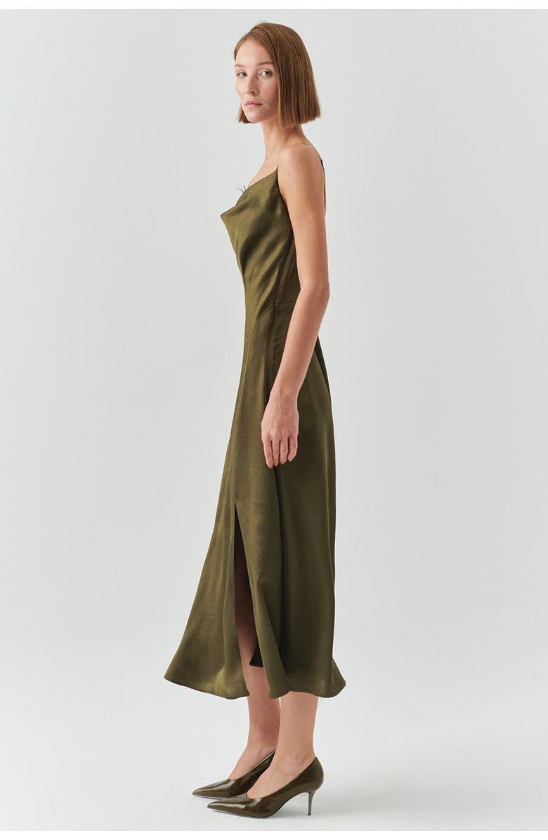 Exquise Macy Cowl Neck Sleeveless Dress, Alternate, color, Khaki