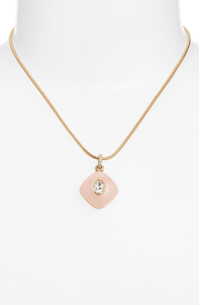 Nordstrom Domed Resin & Crystal Pendant Necklace, Alternate, color, Clear- Blush- Gold