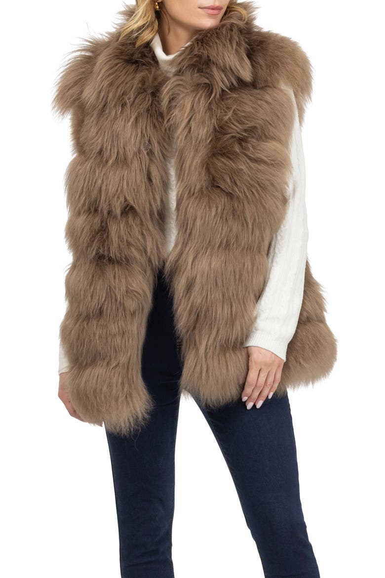 Genuine Shearling Vest, Alternate, color, CAMEL