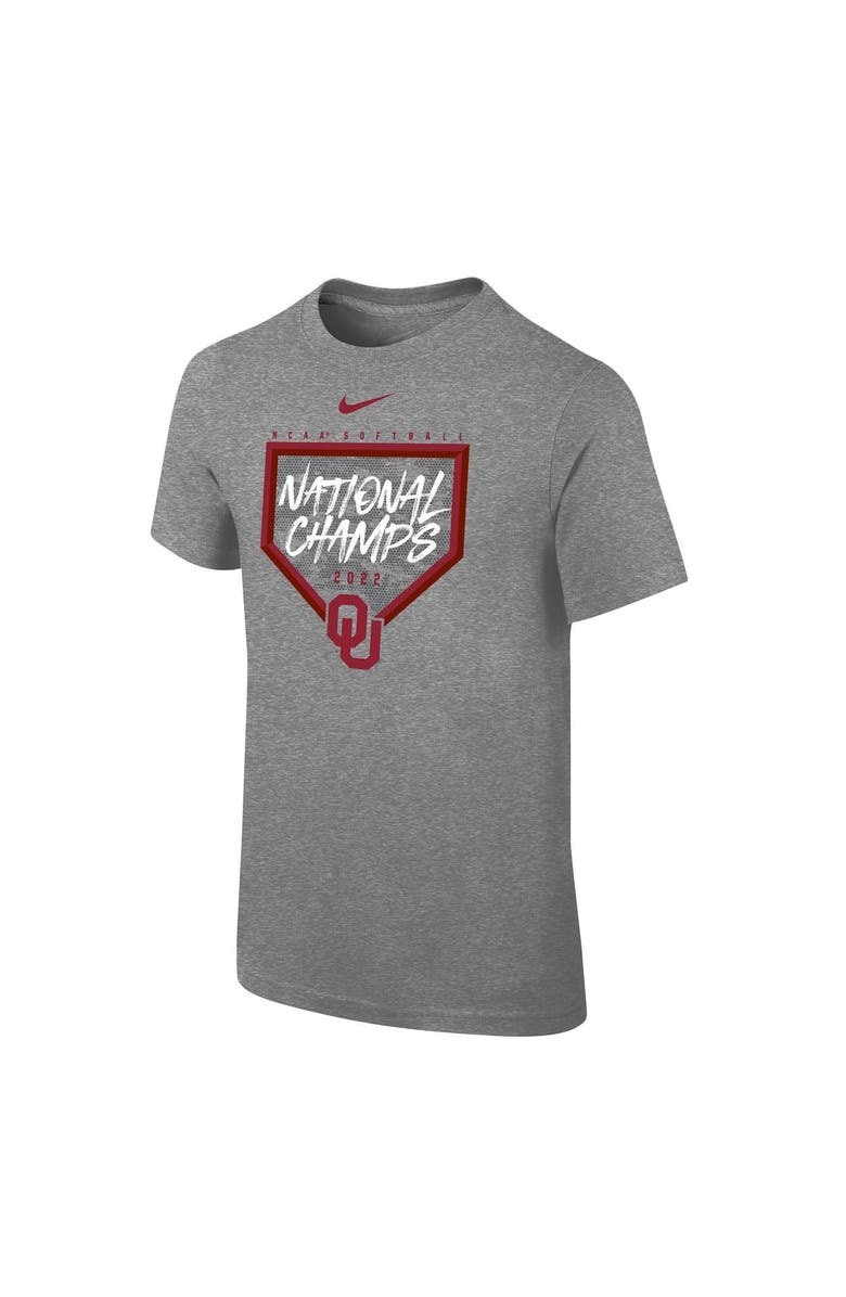 Nike Youth Nike Heathered Gray Oklahoma Sooners 2022 NCAA Softball Women's College World Series Champions T-Shirt, Main, color, 
