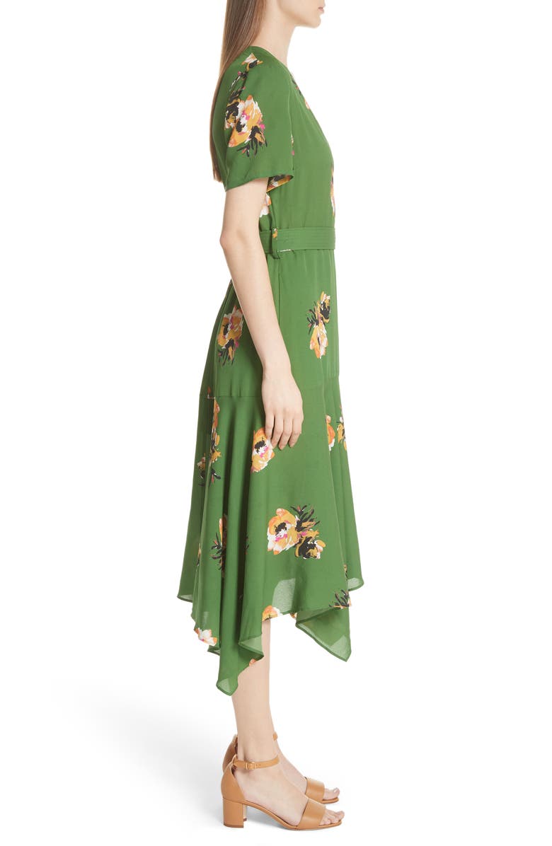 A.L.C. Cora Floral Print Silk Wrap Dress, Alternate, color, 