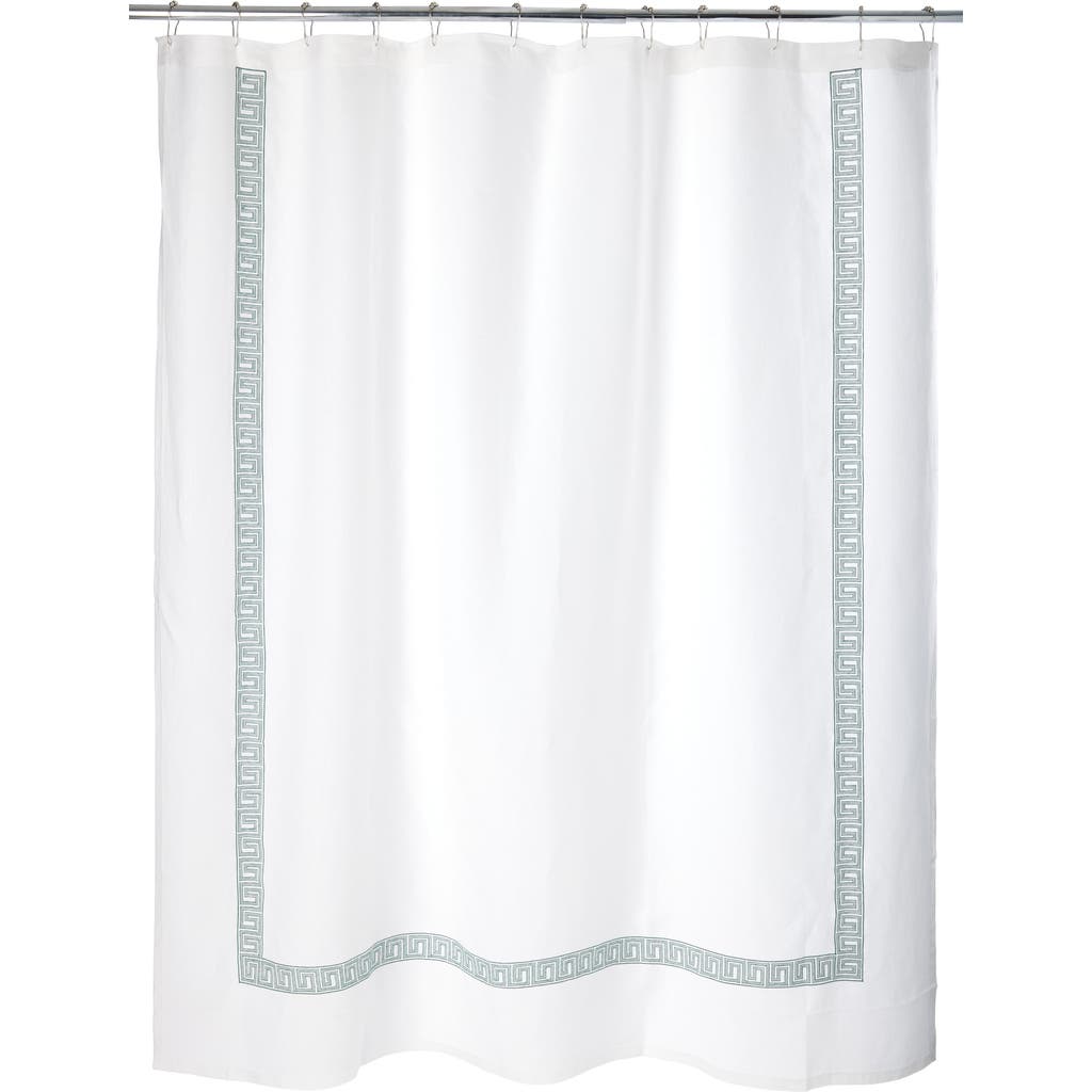 Matouk Ophelia Linen Shower Curtain In Jade