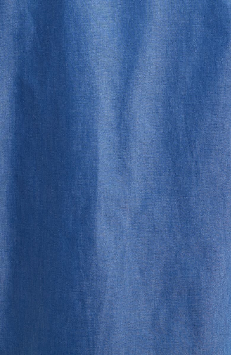 Emporio Armani Blue Cotton Button-Up Shirt with Pinstripe Collar, Alternate, color, Solid Bright Blue