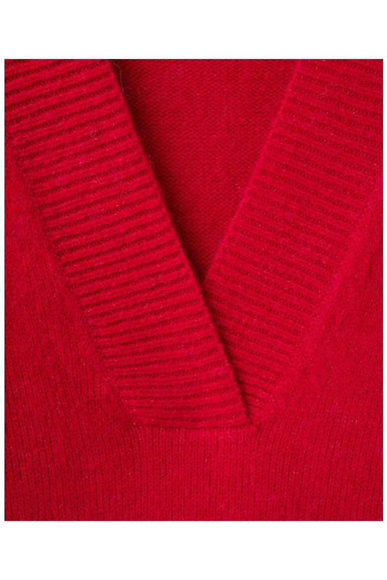 Rib Trim V-Neck Sweater, Alternate, color, RED