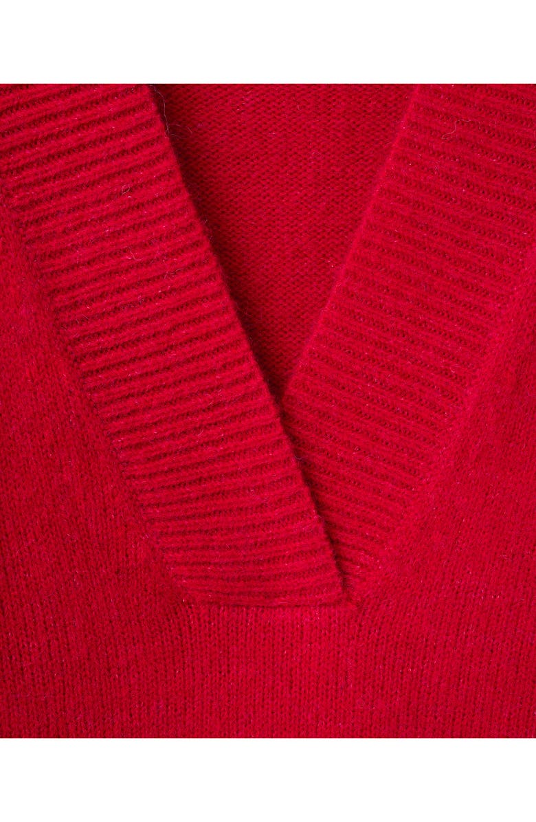 MANGO Rib Trim V-Neck Sweater, Alternate, color, Red