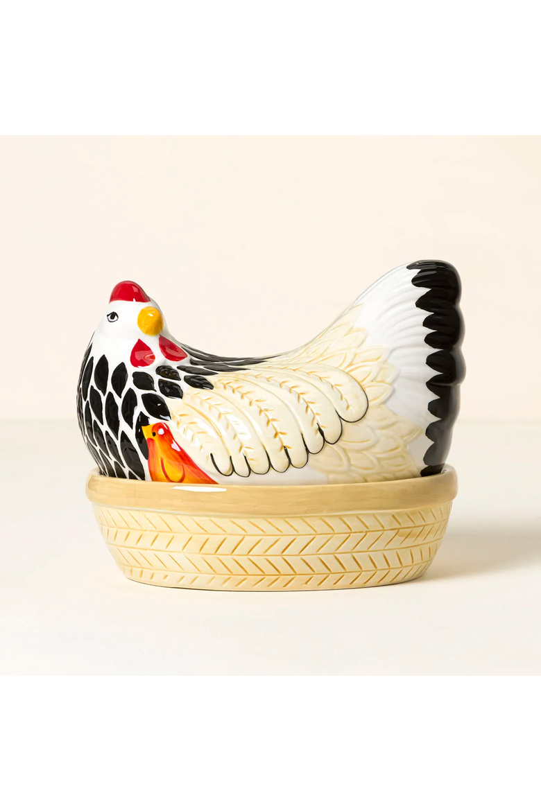 Mother Hen Ceramic Storage Jar, Alternate, color, White / Multi-Color