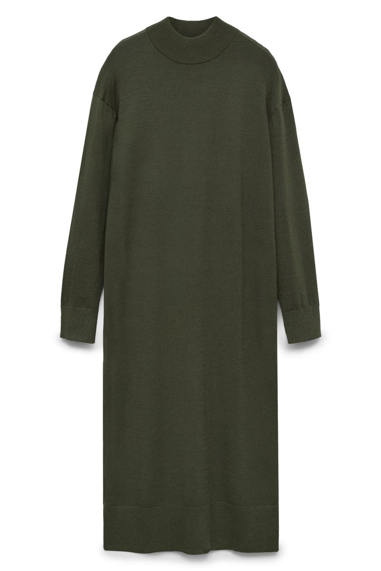 Mock Neck Long Sleeve Sweater Dress, Alternate, color, KHAKI