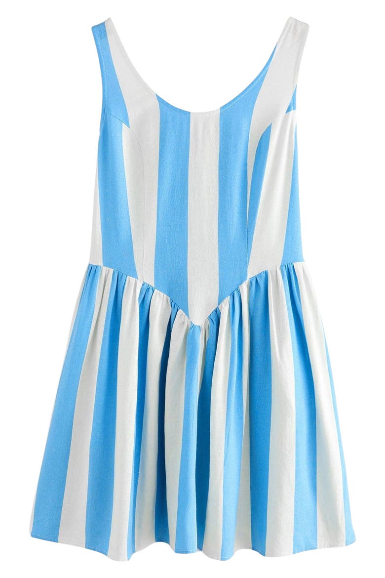 Stripe Linen Blend Sleeveless Fit & Flare Minidress, Alternate, color, WHITE