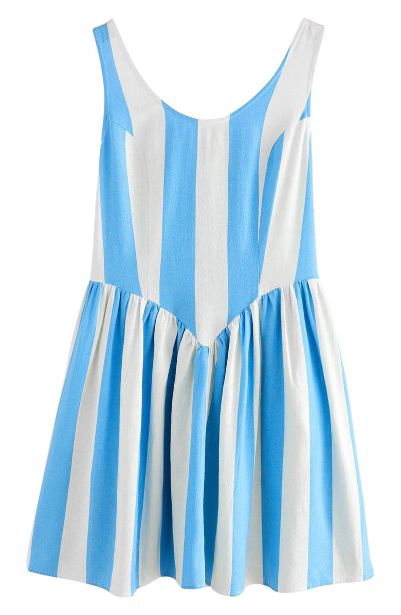 NEXT Stripe Linen Blend Sleeveless Fit & Flare Minidress, Alternate, color, White