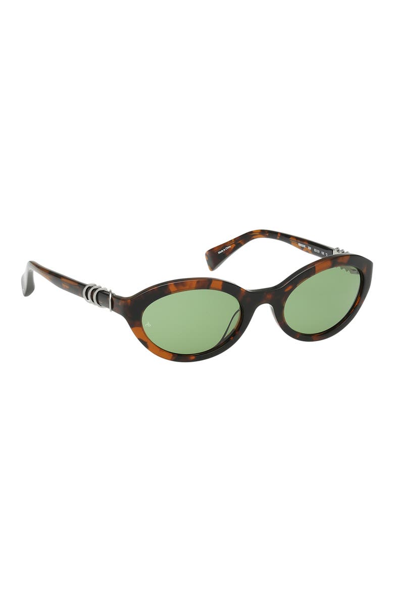 52mm Oval Sunglasses, Alternate, color, BROWN CRYSTAL TORT/ GREEN