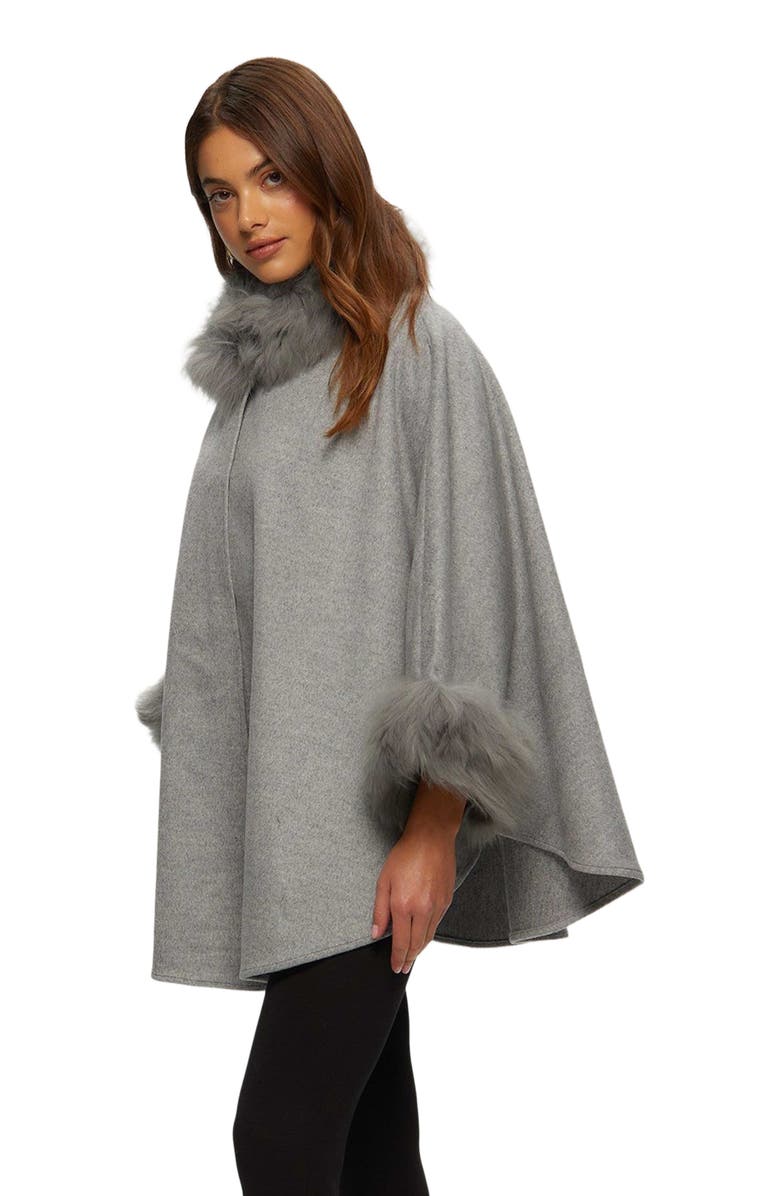 GORSKI Wool And Cashmere Blend Cape With Trim, Alternate, color, Gray