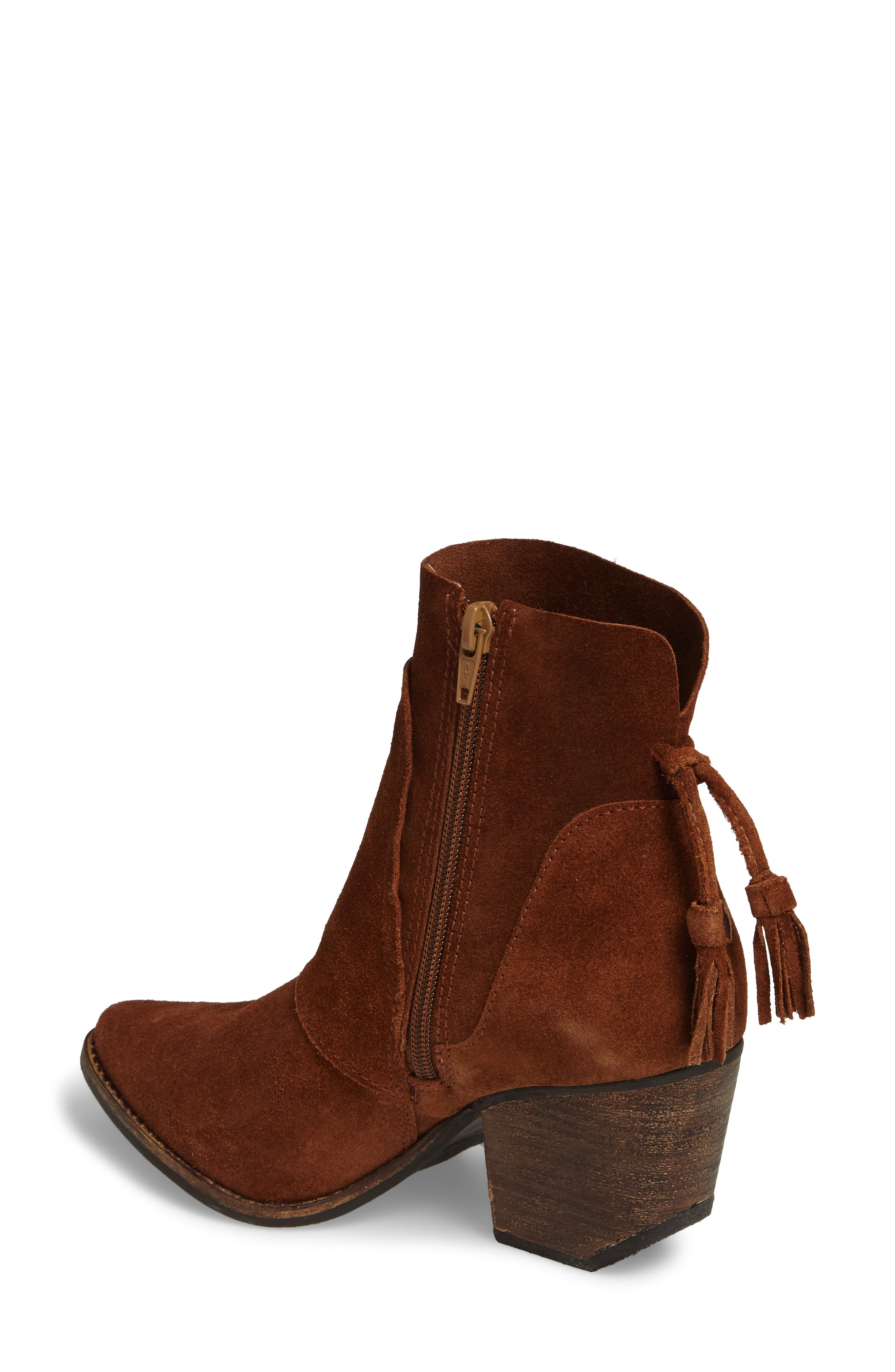 Laney Notched Heel Bootie, Alternate, color, COGNAC SUEDE