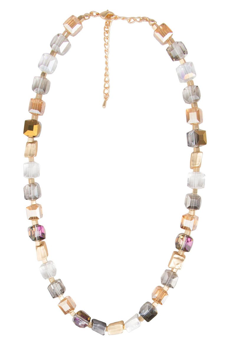 Faceted Beaded & Stone Necklace, Alternate, color, GOLD
