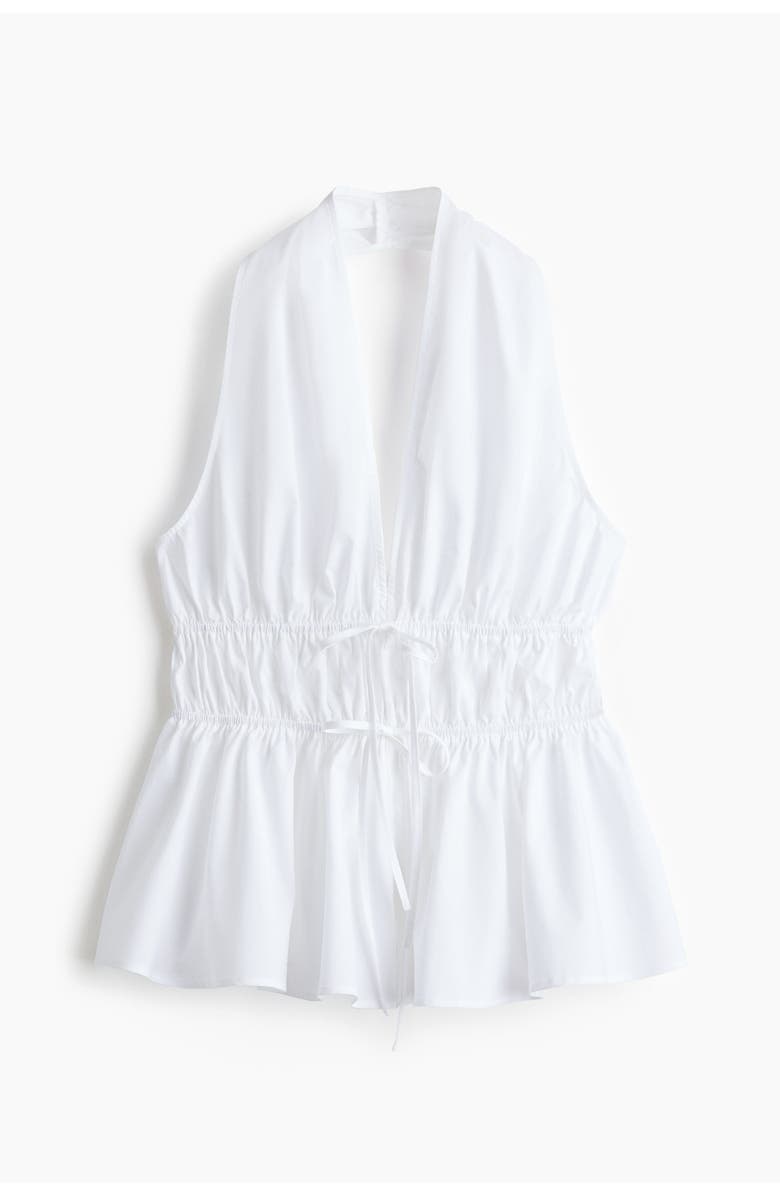 H&M Peplum Halterneck Top, Main, color, White