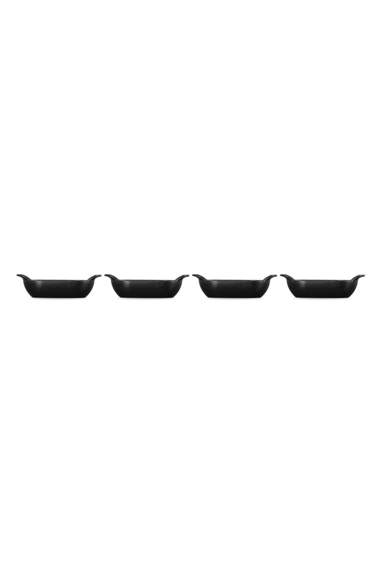 Gourmand Set of 4 1/3-Quart Enamel Cast Iron Rectangular Baker, Alternate, color, MATTE BLACK