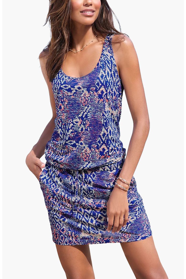 Patterned Tank Dress, Main, color, Blue Multi