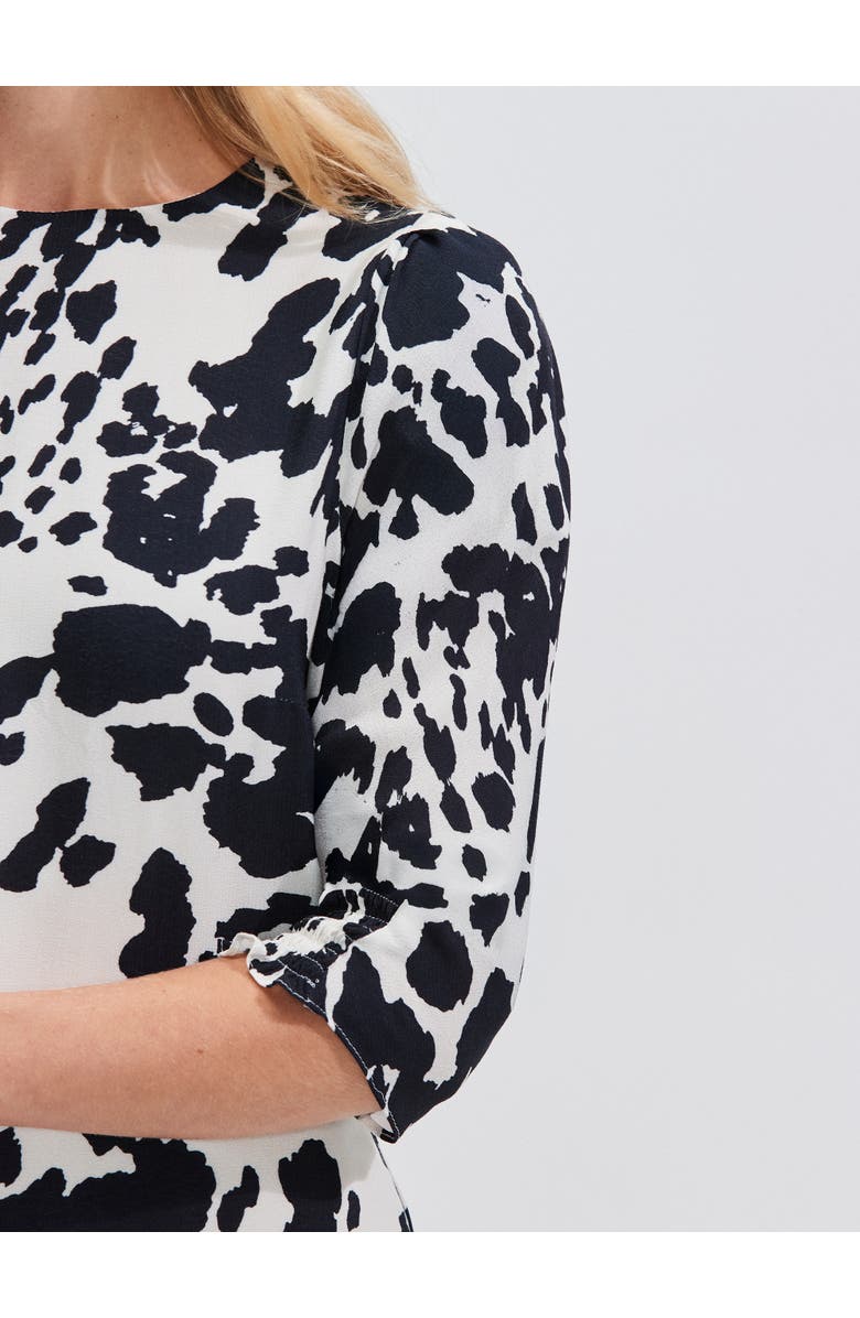 Ro&Zo Mono Spot Printed Puff Sleeve Dress, Alternate, color, Mono