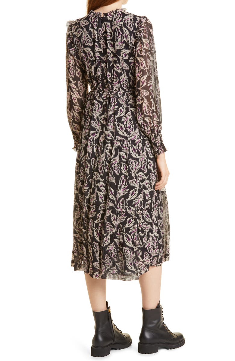 ba&sh Gilda Leaf Print Long Sleeve Dress, Alternate, color,