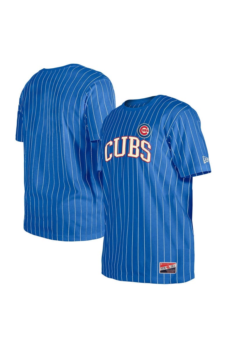 New Era Men's New Era Royal Chicago Cubs Throwback Pinstripe T-Shirt, Main, color, 