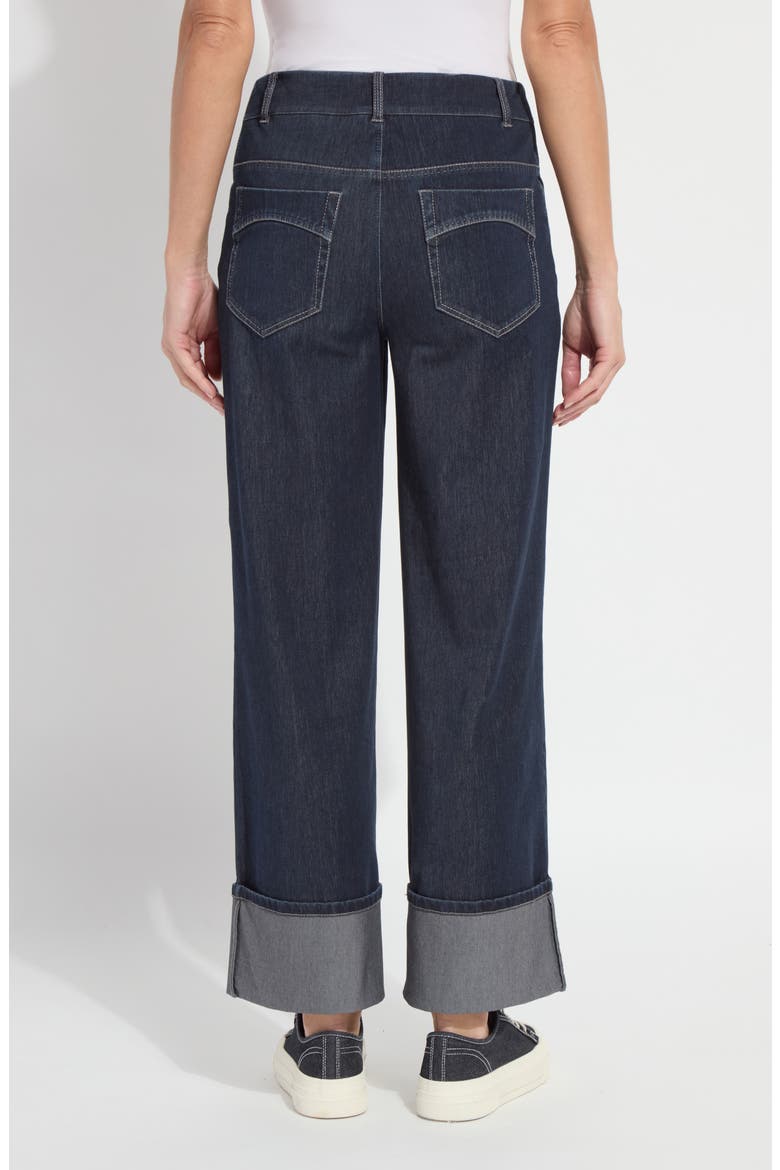Samara Cuffed Pull-On Wide Leg Jeans, Alternate, color, INDIGO