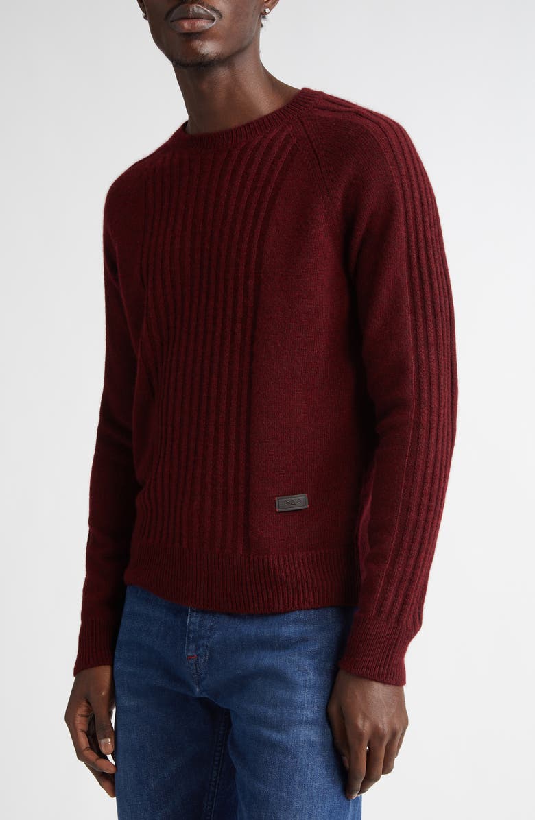 ISAIA Rib Crewneck Cashmere Sweater, Alternate, color, Purple