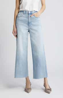 Lana Raw Hem Ankle Wide Leg Jeans