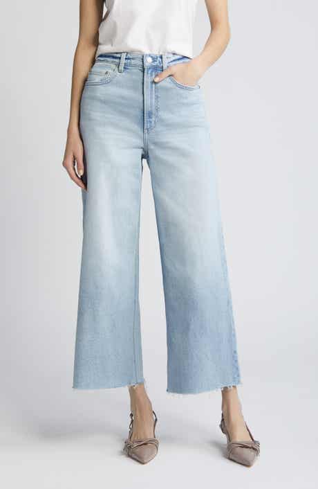 Lana Raw Hem Ankle Wide Leg Jeans