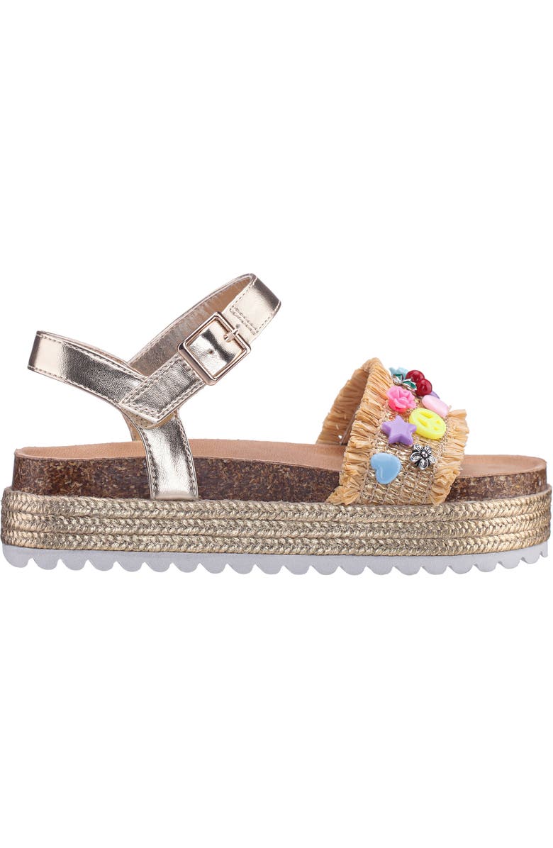 Nina Kids' Vento Beaded Raffia Flatform Sandal, Alternate, color, Natural Raffia