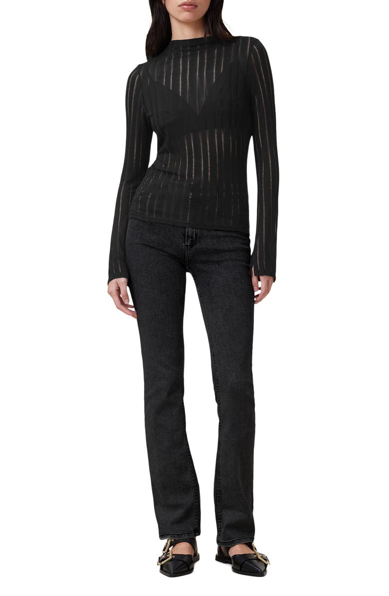 AllSaints Aki Sheer Stripe Long Sleeve T-Shirt, Alternate, color,