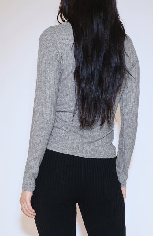 Shop Mango Pointelle Long Sleeve T-shirt In Medium Heather Grey