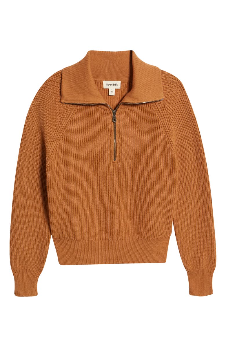 Open Edit Half Zip Cotton Blend Rib Sweater, Alternate, color, 