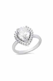 Pear Simulated Diamond Pavé Ring
