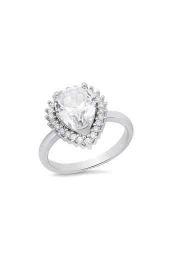 Pear Simulated Diamond Pavé Ring