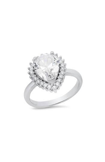 Hmy Jewelry Pear Simulated Diamond Pavé Ring In Metallic