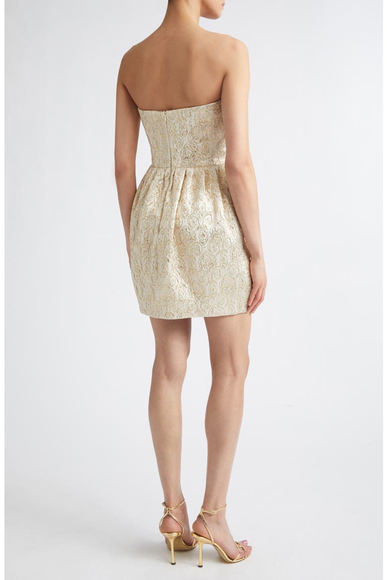 Lowe Metallic Brocade Strapless Minidress, Alternate, color, GOLD