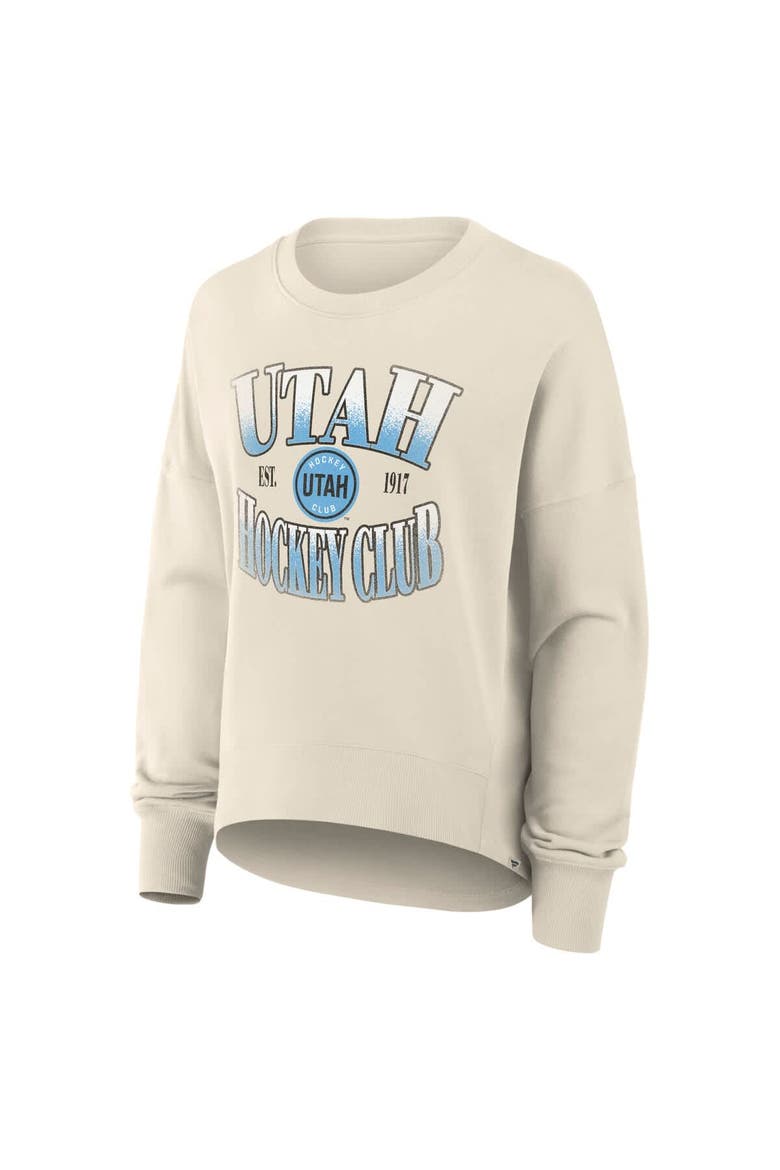 Women's Fanatics Cream Utah Hockey Club Oversized Slice Pullover Sweatshirt, Alternate, color, Cream