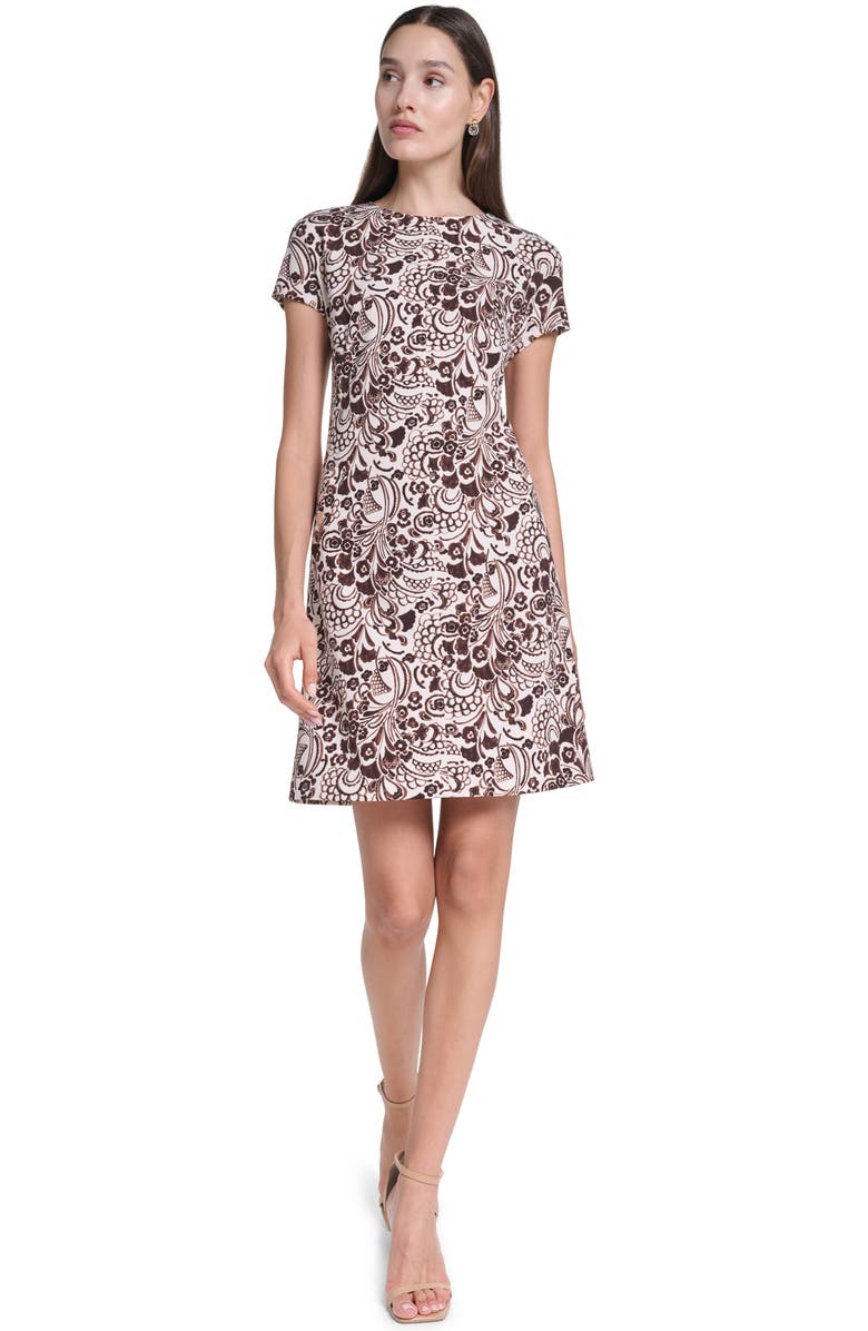 Tommy Hilfiger Scuba Crepe Sheath Dress, Alternate, color, White Cappuccino Multi