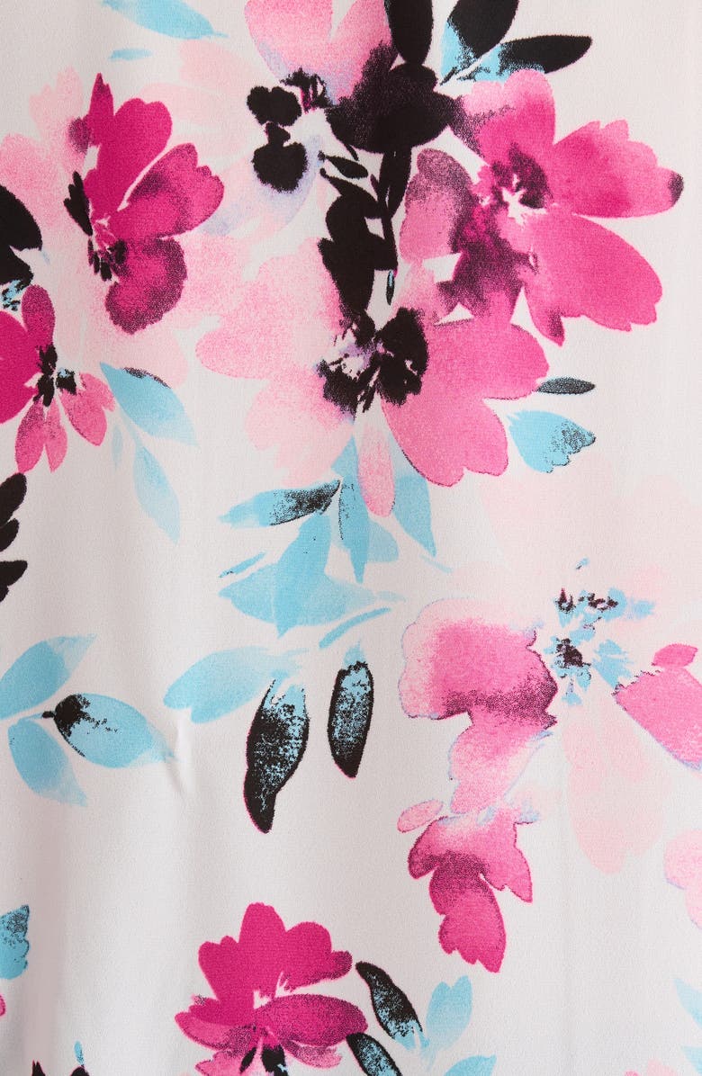 KASPER Floral Tie Neck Sleeveless Satin Top, Alternate, color, Lily White Multi