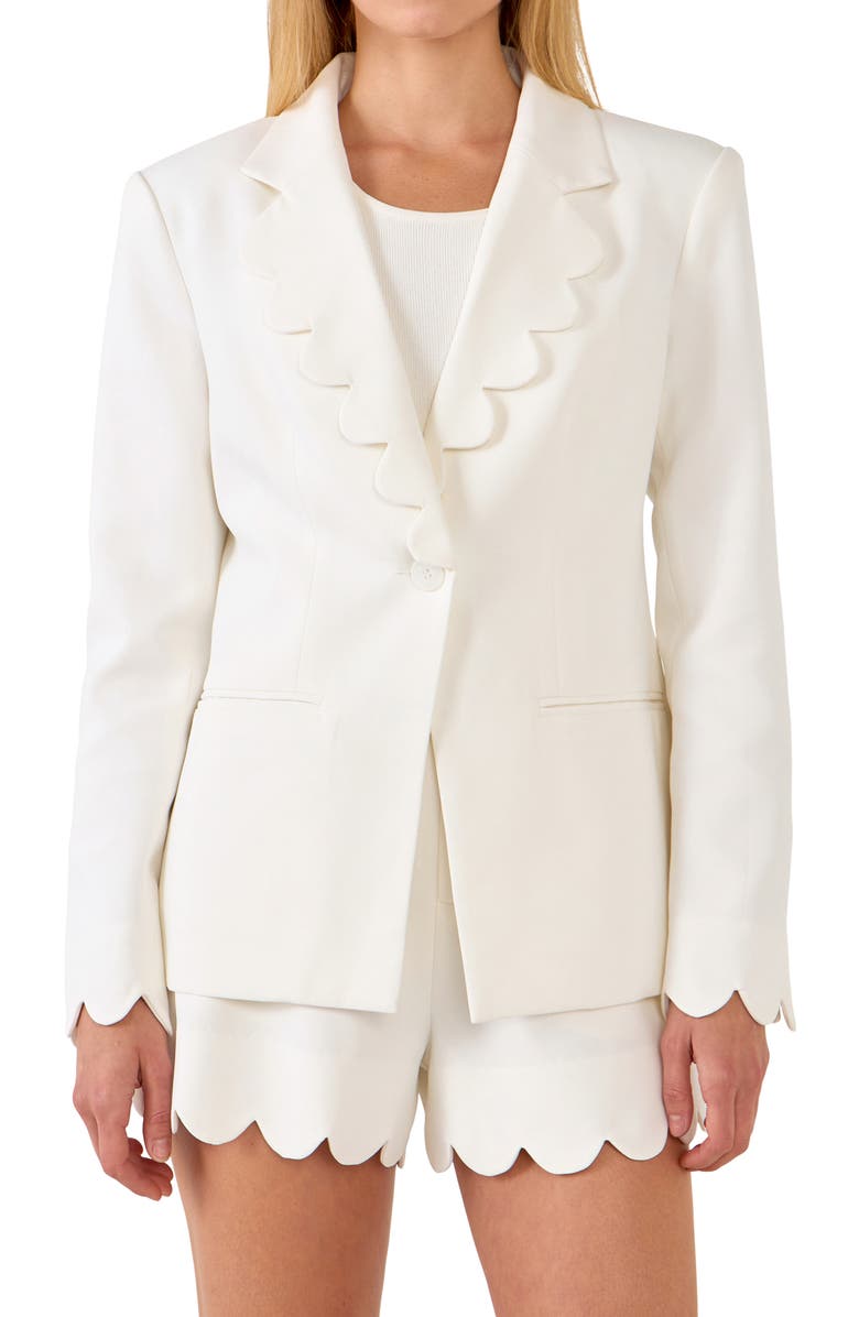English Factory Scallop Single Button Blazer, Alternate, color,