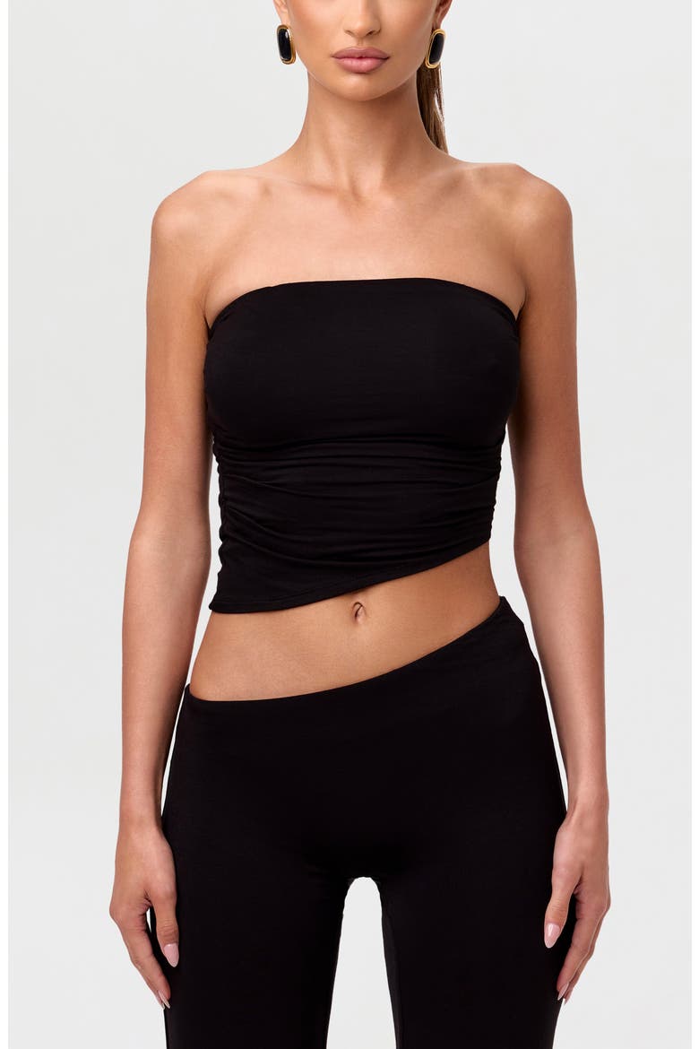 Strapless Asymmetric Hem Tube Top, Main, color, BLACK
