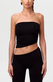 Naked Wardrobe Strapless Asymmetric Hem Tube Top