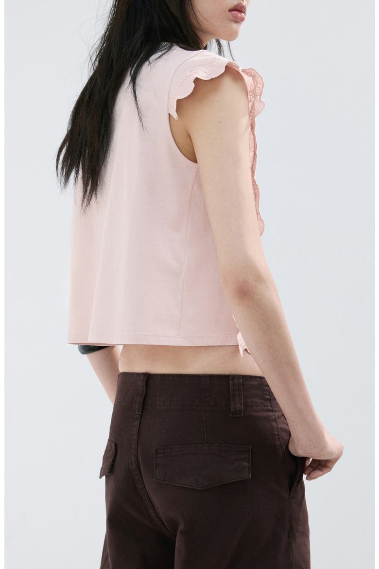 Embroidered Scalloped Trim Crop Cotton Blend Top, Alternate, color, PASTEL PINK