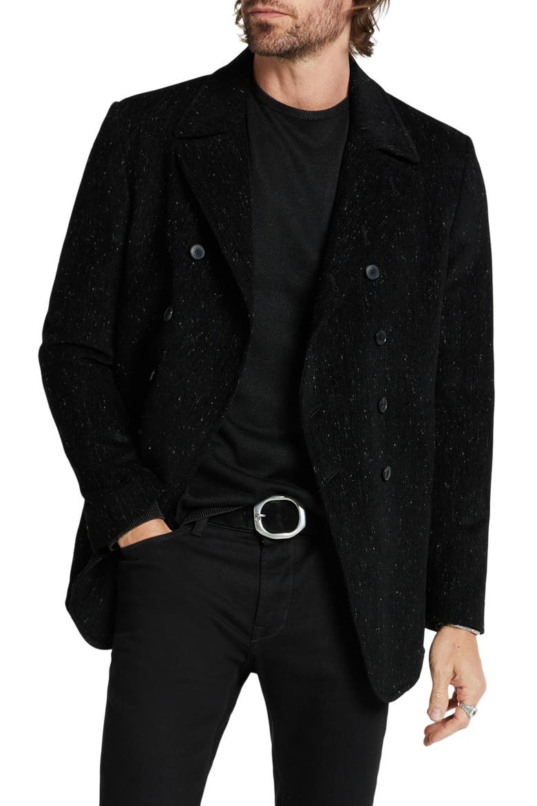 Hart Double Breasted Peacoat, Main, color, BLACK