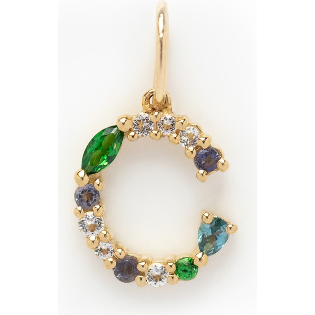 Local Eclectic Semiprecious Stone Initial Charm In Multi