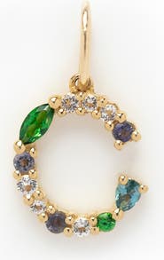 Local Eclectic Solid 9K Gold & Semiprecious Stone Initial Charm
