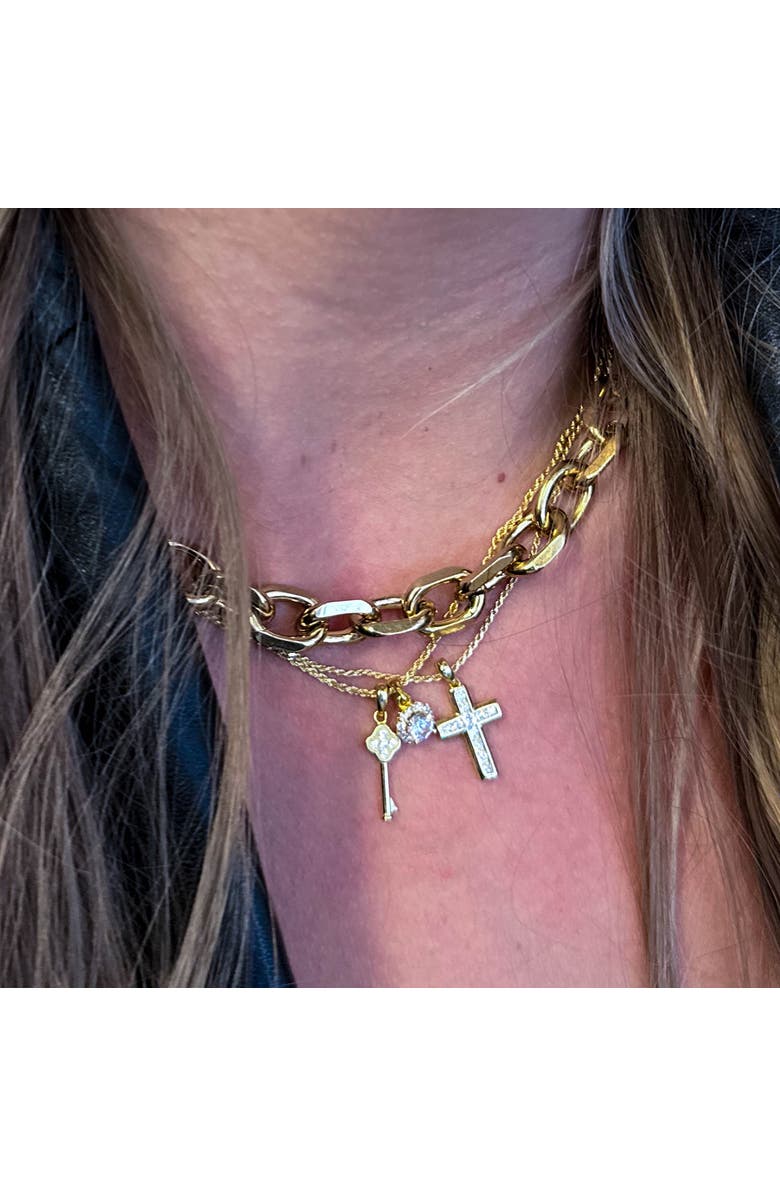 Outofoffice Pavé Charm Vermeil Necklace, Alternate, color, Gold