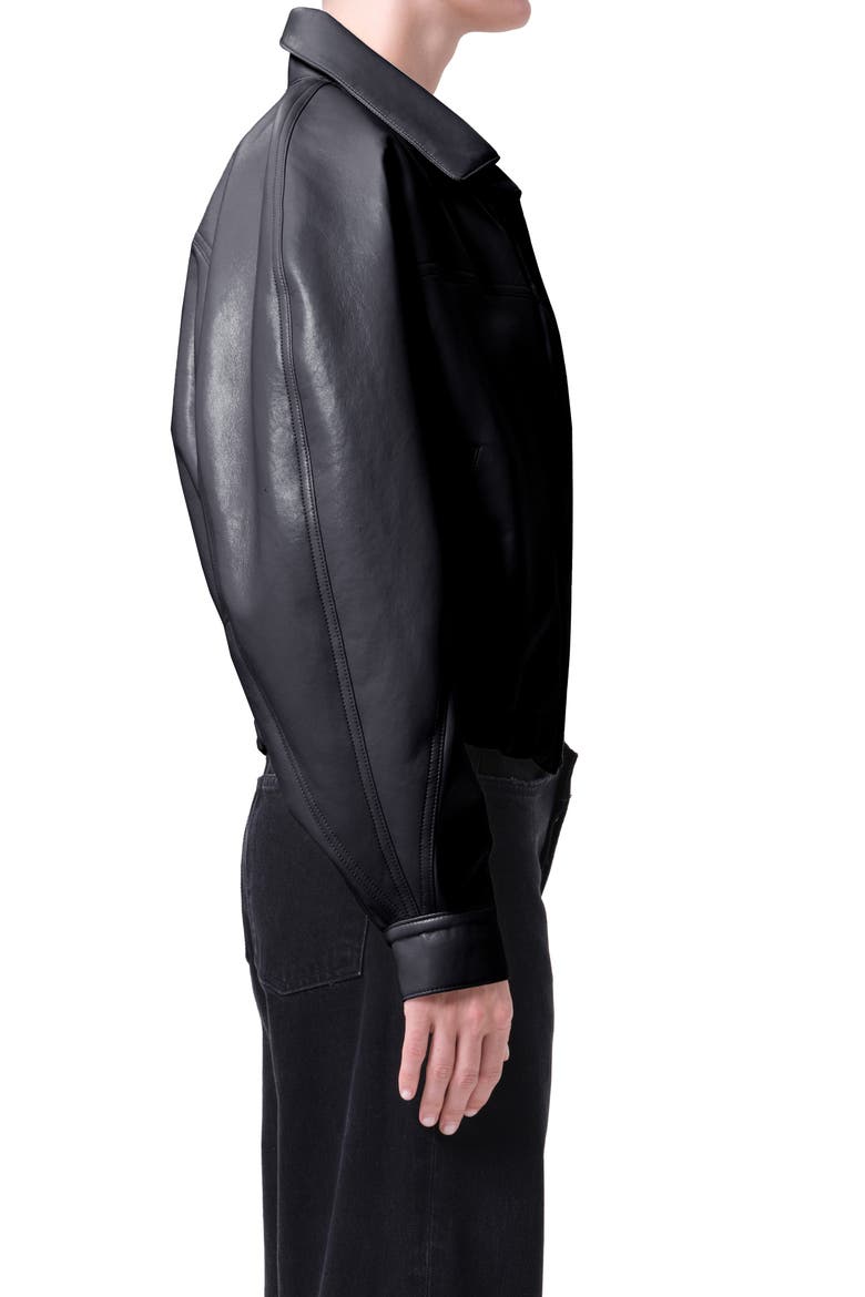 Dixon Recycled Leather Bomber Jacket, Alternate, color, DETOX BLACK